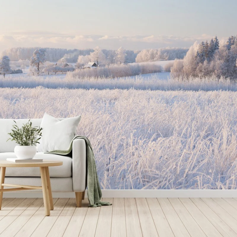 Fototapeta szronowa łąka o poranku – Wallissimo® Fototapeta szronowa łąka o poranku – Wallissimo®