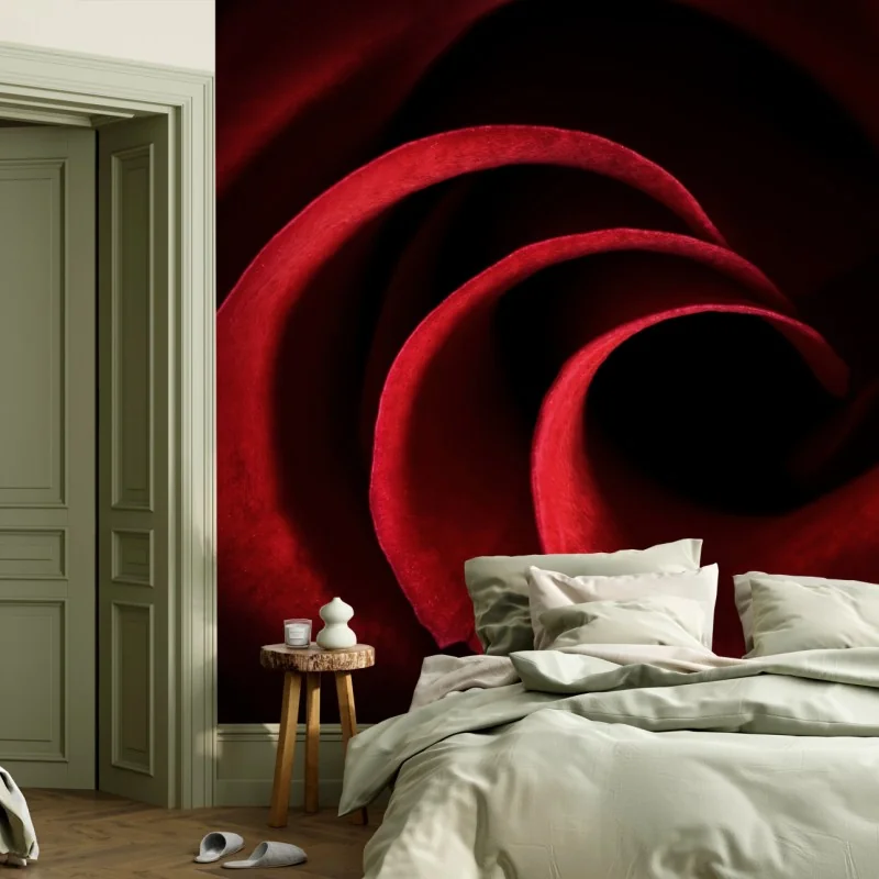 Fototapeta spirala głębokich czerwonych płatków róży – Wallissimo® Fototapeta spirala głębokich czerwonych płatków róży – Wallissimo®