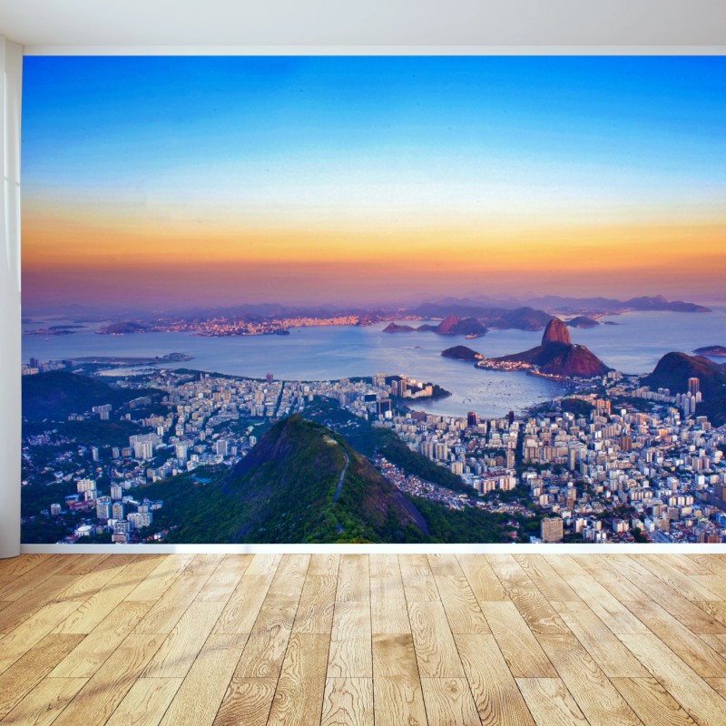 Fototapeta panorama Rio de Janeiro o zachodzie słońca – Wallissimo® Fototapeta panorama Rio de Janeiro o zachodzie słońca – Wallissimo®