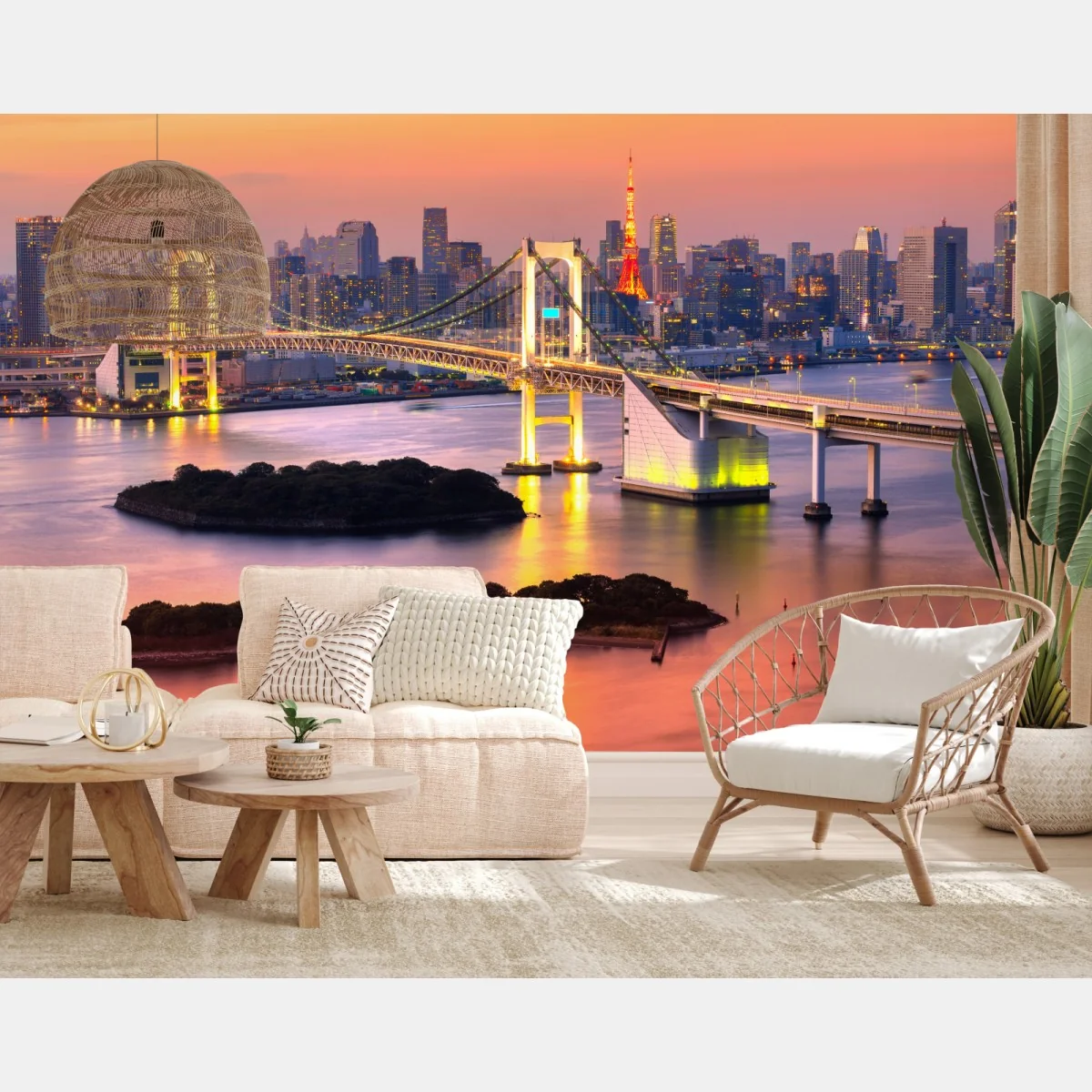 Fototapeta Tokio panorama o zachodzie słońca – Wallissimo® Fototapeta Tokio panorama o zachodzie słońca – Wallissimo®