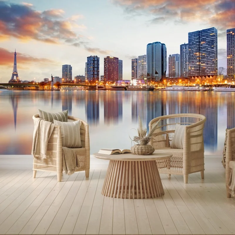 Fototapeta panorama Paryża o zachodzie z Wieżą Eiffla – Wallissimo® Fototapeta panorama Paryża o zachodzie z Wieżą Eiffla – Wallissimo®