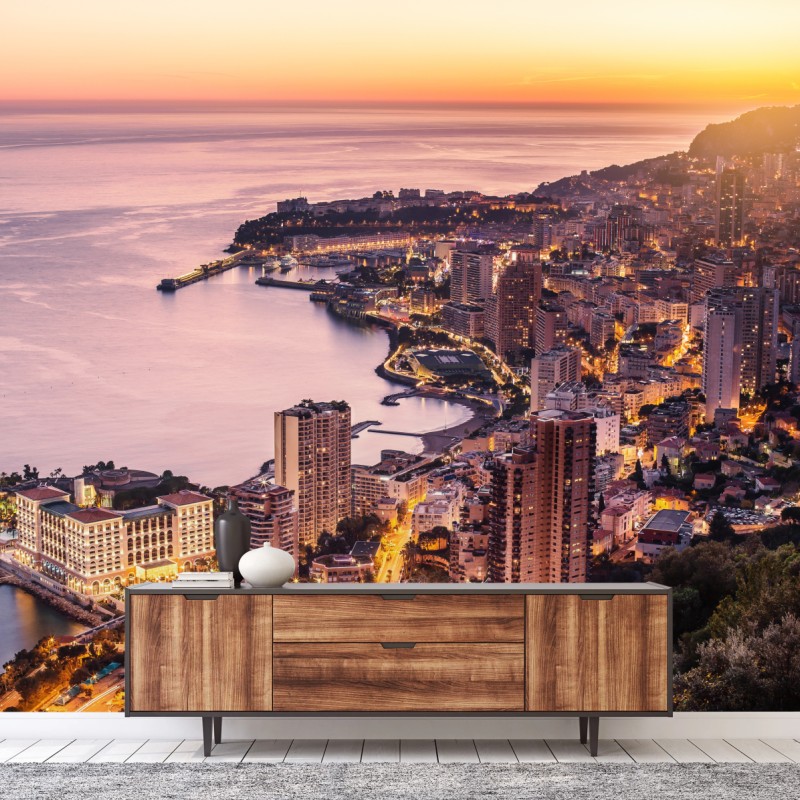 Fototapeta zachód słońca nad miejskim wybrzeżem – Wallissimo® Fototapeta zachód słońca nad miejskim wybrzeżem – Wallissimo®