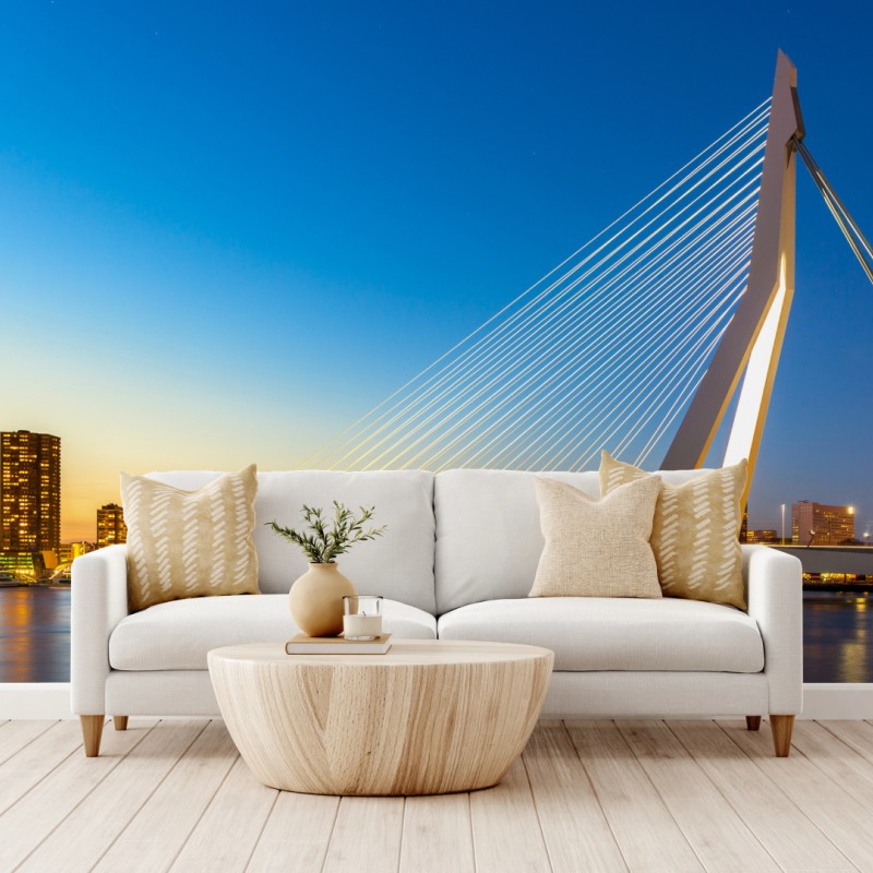 Fototapeta Rotterdam most Erazma o zmierzchu – Wallissimo® Fototapeta Rotterdam most Erazma o zmierzchu – Wallissimo®