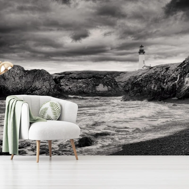 Fototapeta latarnia morska Yaquina Bay na burzliwym wybrzeżu – Wallissimo® Fototapeta latarnia morska Yaquina Bay na burzliwym wybrzeżu – Wallissimo®