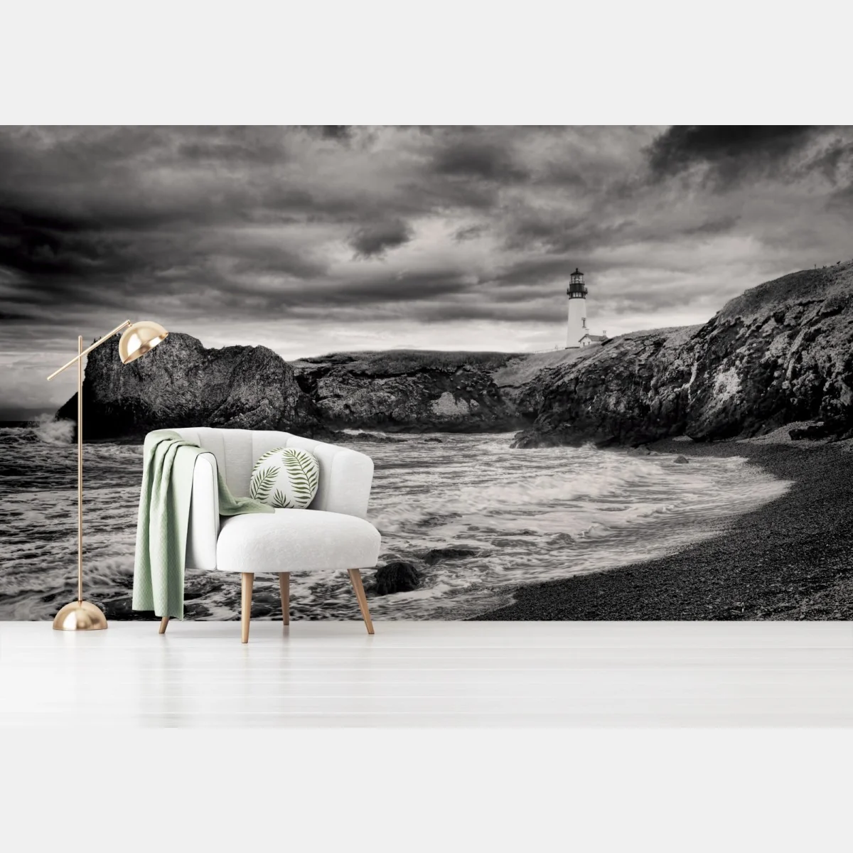 Fototapeta latarnia morska Yaquina Bay na burzliwym wybrzeżu – Wallissimo® Fototapeta latarnia morska Yaquina Bay na burzliwym wybrzeżu – Wallissimo®