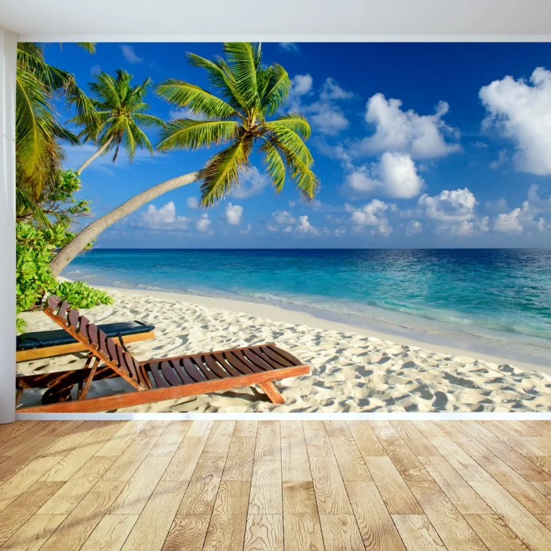 Fototapeta tropikalna plaża na Malediwach – Wallissimo® Fototapeta tropikalna plaża na Malediwach – Wallissimo®