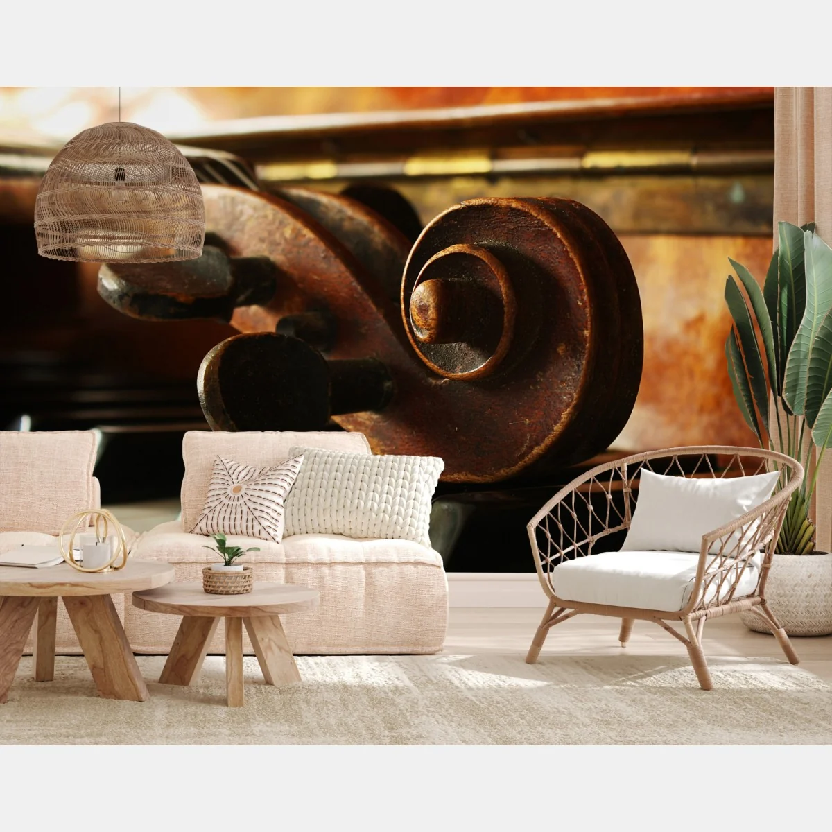 Fototapeta zabytkowa główka skrzypiec na klawiszach fortepianu – Wallissimo® Fototapeta zabytkowa główka skrzypiec na klawiszach fortepianu – Wallissimo®