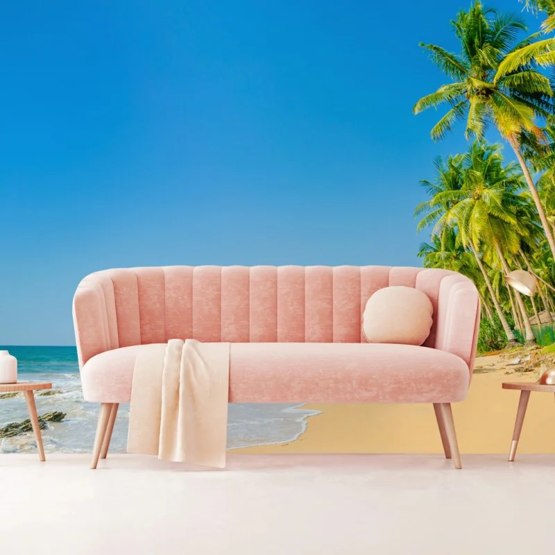 Fototapeta tropikalna plaża z palmami – Wallissimo® Fototapeta tropikalna plaża z palmami – Wallissimo®