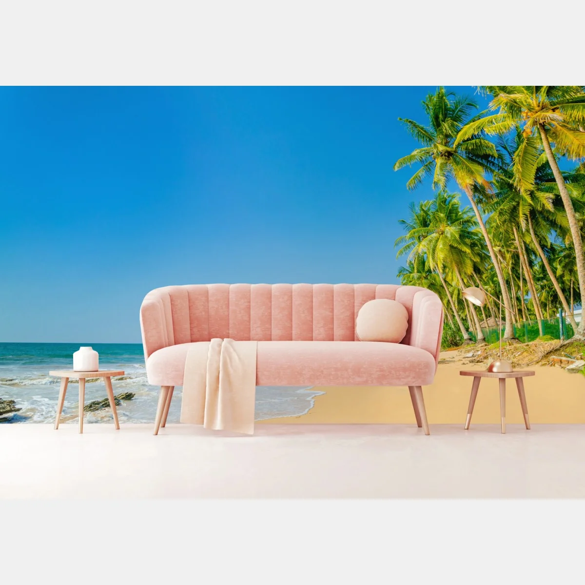 Fototapeta tropikalna plaża z palmami – Wallissimo® Fototapeta tropikalna plaża z palmami – Wallissimo®