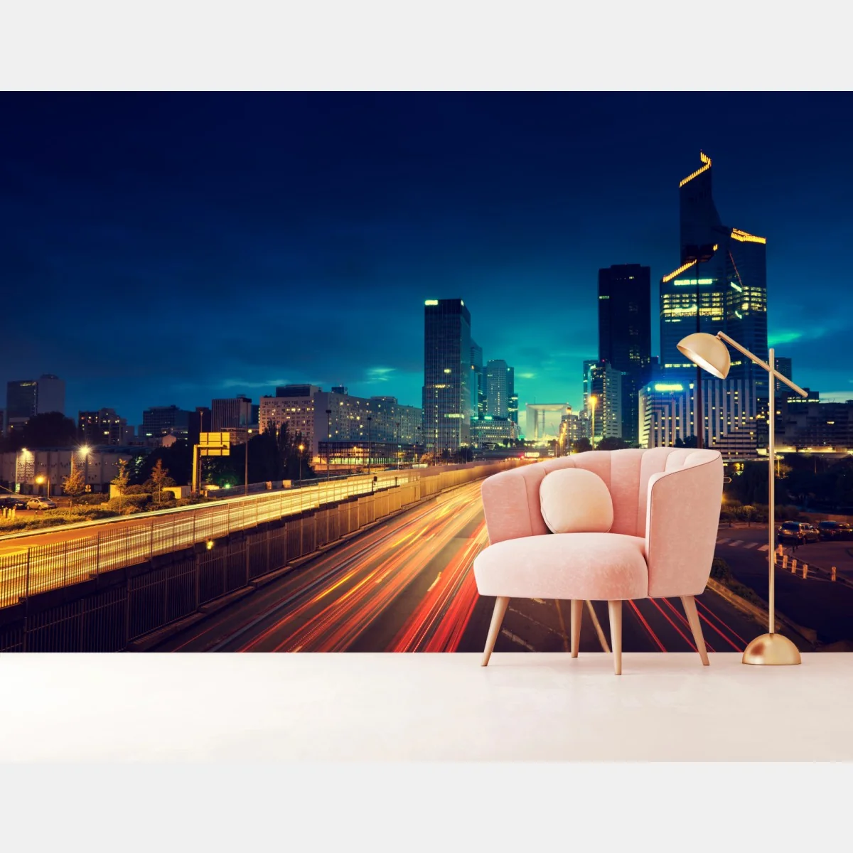 Fototapeta La Défense panorama miasta o zmierzchu – Wallissimo® Fototapeta La Défense panorama miasta o zmierzchu – Wallissimo®