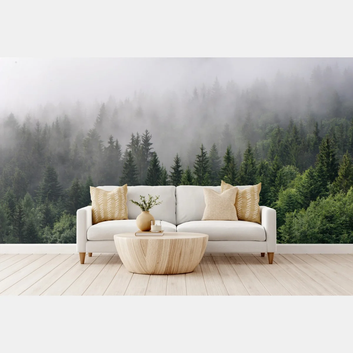 Fototapeta mglisty las iglasty panorama – Wallissimo® Fototapeta mglisty las iglasty panorama – Wallissimo®