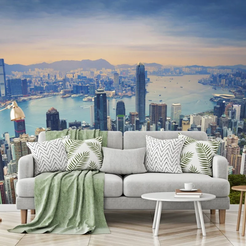 Fototapeta Hong Kong panorama miasta o zmierzchu – Wallissimo® Fototapeta Hong Kong panorama miasta o zmierzchu – Wallissimo®