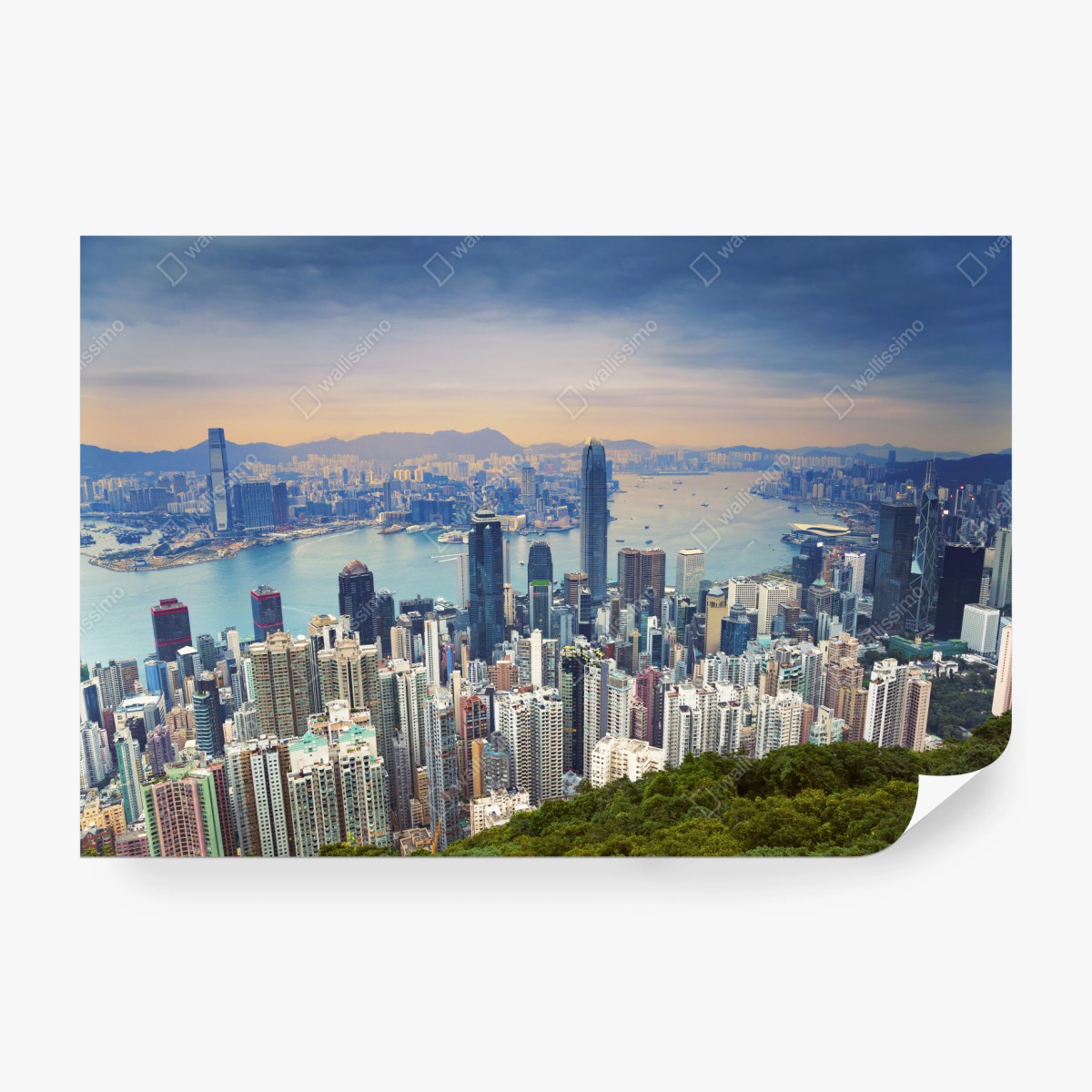 Fototapeta Hong Kong panorama miasta o zmierzchu – Wallissimo® Fototapeta Hong Kong panorama miasta o zmierzchu – Wallissimo®