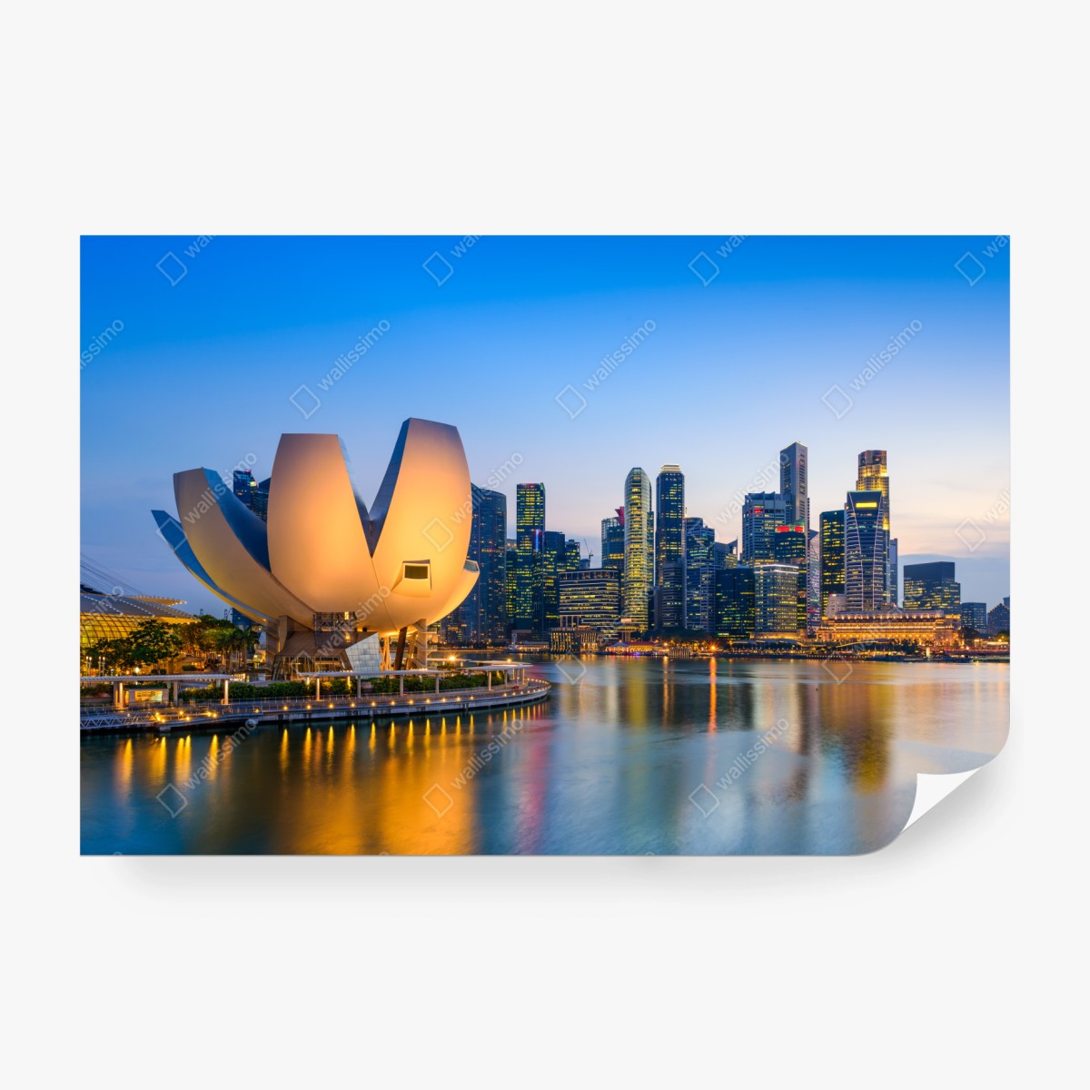 Fototapeta Singapur panorama miasta o zmierzchu – Wallissimo® Fototapeta Singapur panorama miasta o zmierzchu – Wallissimo®