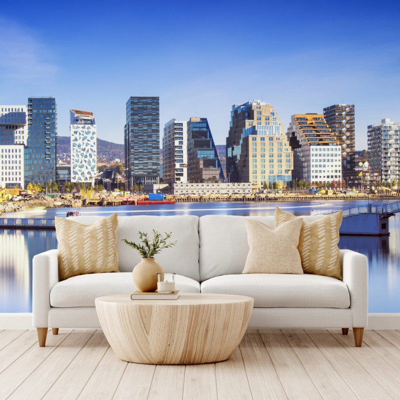 Fototapeta nowoczesna panorama nabrzeża z odbiciami – Wallissimo® Fototapeta nowoczesna panorama nabrzeża z odbiciami – Wallissimo®