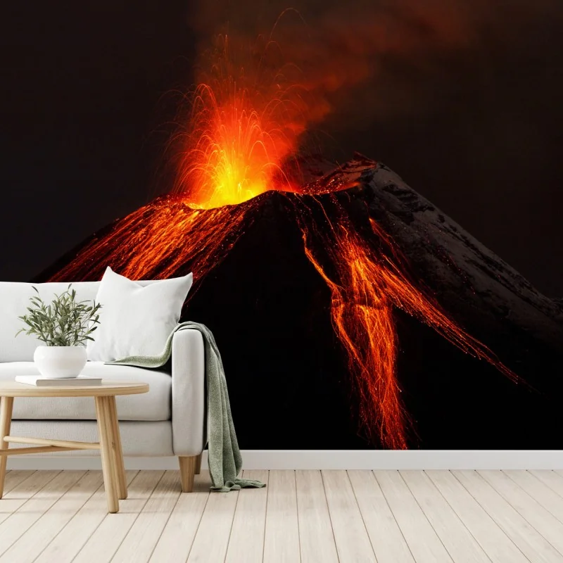 Fototapeta płonący wulkan nocą – Wallissimo® Fototapeta płonący wulkan nocą – Wallissimo®