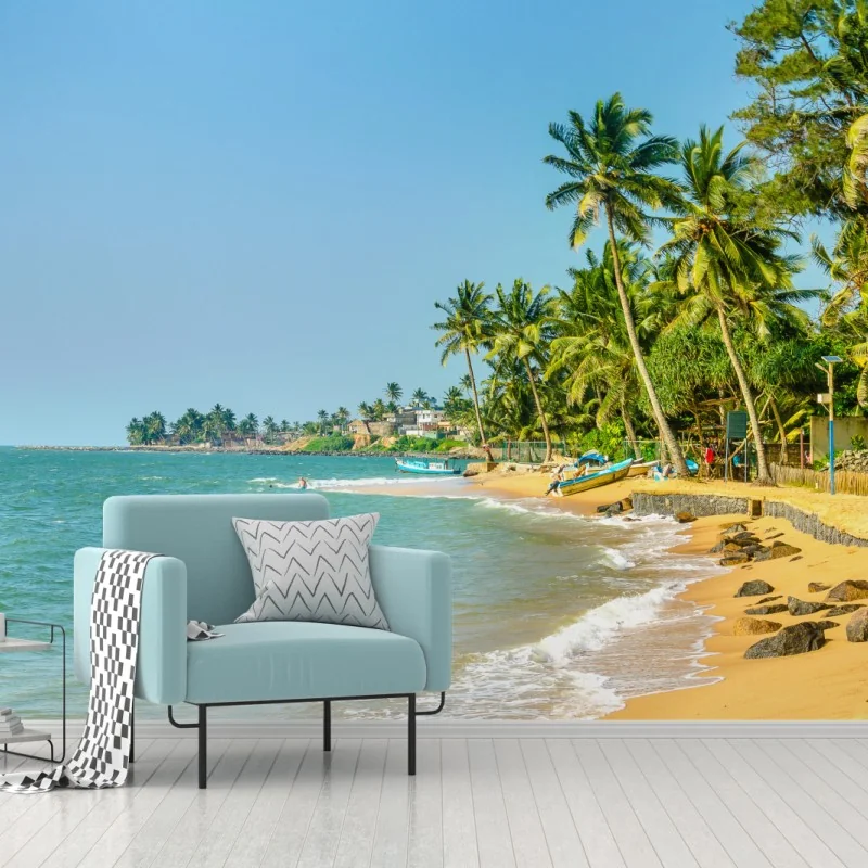 Fototapeta tropikalna plaża z palmami – Wallissimo® Fototapeta tropikalna plaża z palmami – Wallissimo®