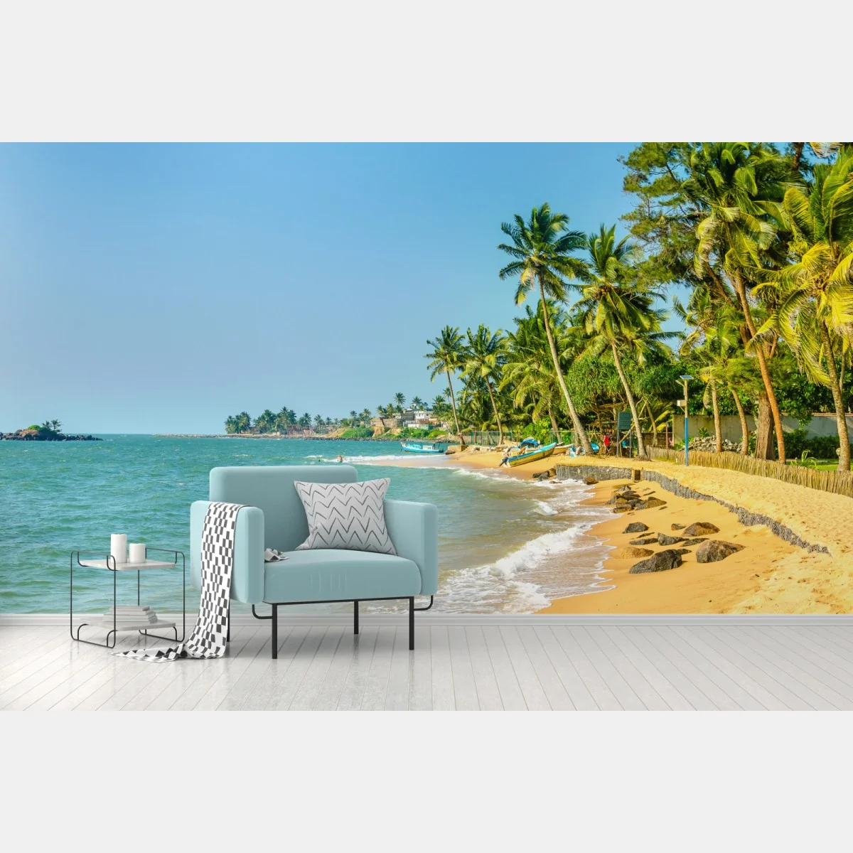 Fototapeta tropikalna plaża z palmami – Wallissimo® Fototapeta tropikalna plaża z palmami – Wallissimo®