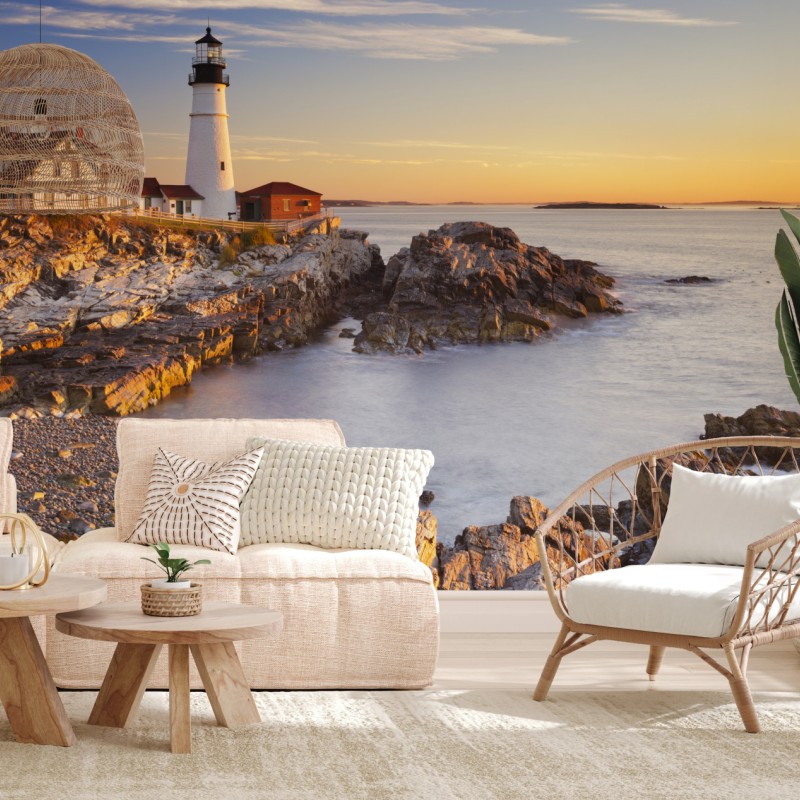 Fototapeta Portland Head latarnia morska o wschodzie słońca – Wallissimo® Fototapeta Portland Head latarnia morska o wschodzie słońca – Wallissimo®