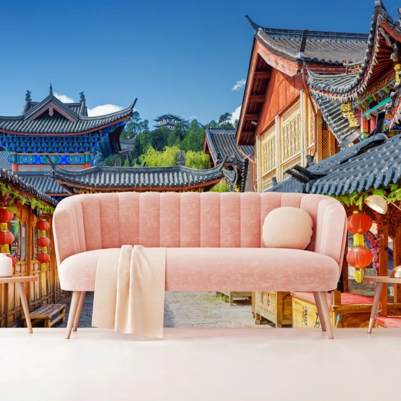Fototapeta Lijiang stara ulica z lampionami – Wallissimo® Fototapeta Lijiang stara ulica z lampionami – Wallissimo®