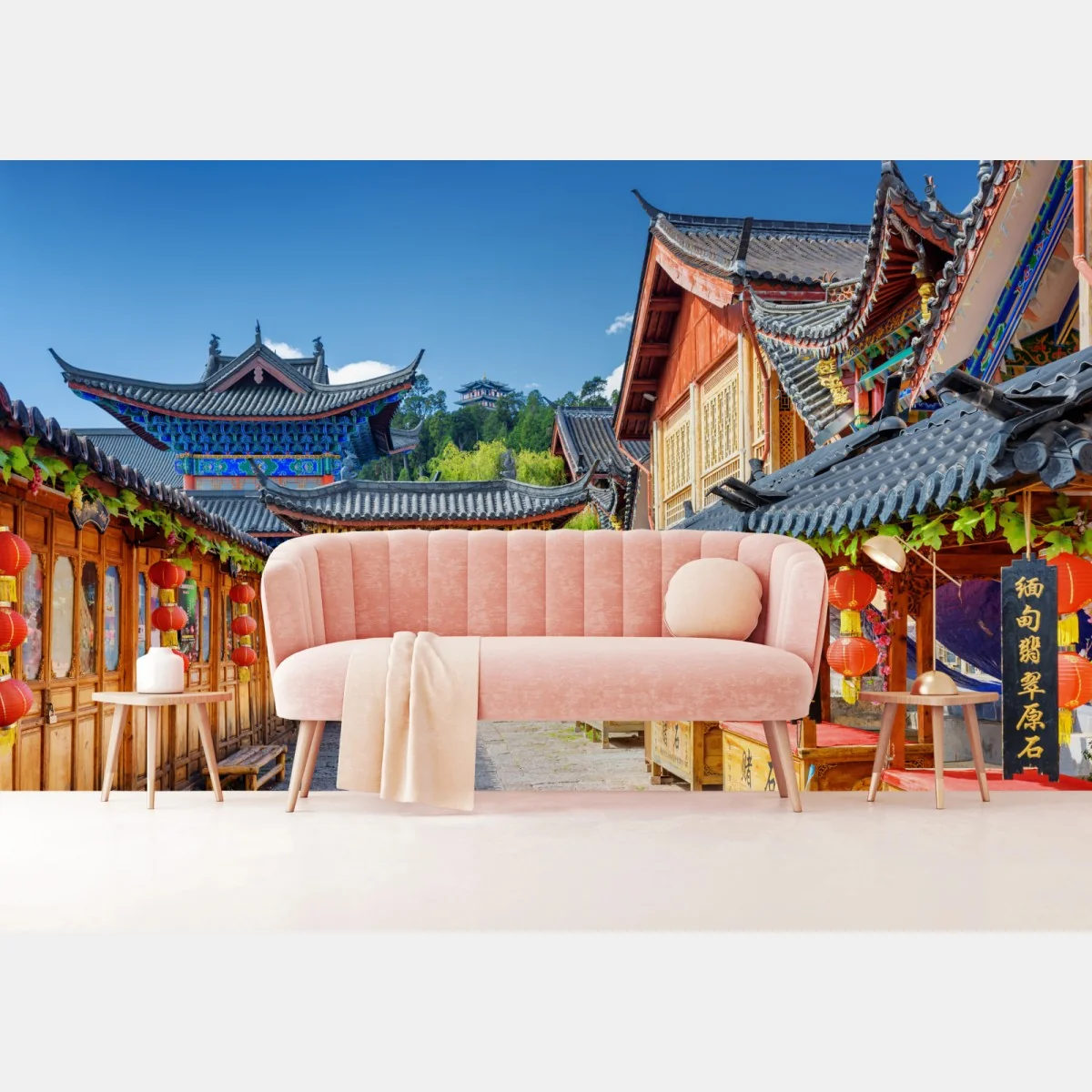 Fototapeta Lijiang stara ulica z lampionami – Wallissimo® Fototapeta Lijiang stara ulica z lampionami – Wallissimo®