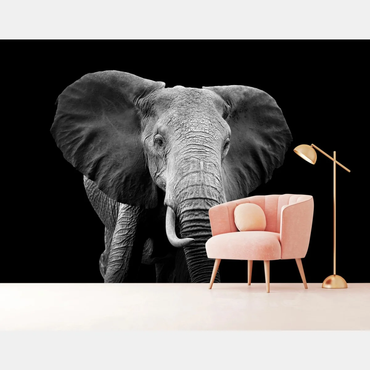 Fototapeta majestatyczny portret słonia czarno-biały – Wallissimo® Fototapeta majestatyczny portret słonia czarno-biały – Wallissimo®