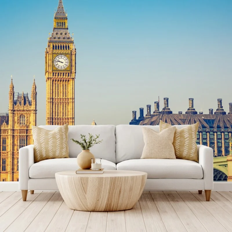 Fototapeta Londyn z Big Benem i mostem Westminster – Wallissimo® Fototapeta Londyn z Big Benem i mostem Westminster – Wallissimo®