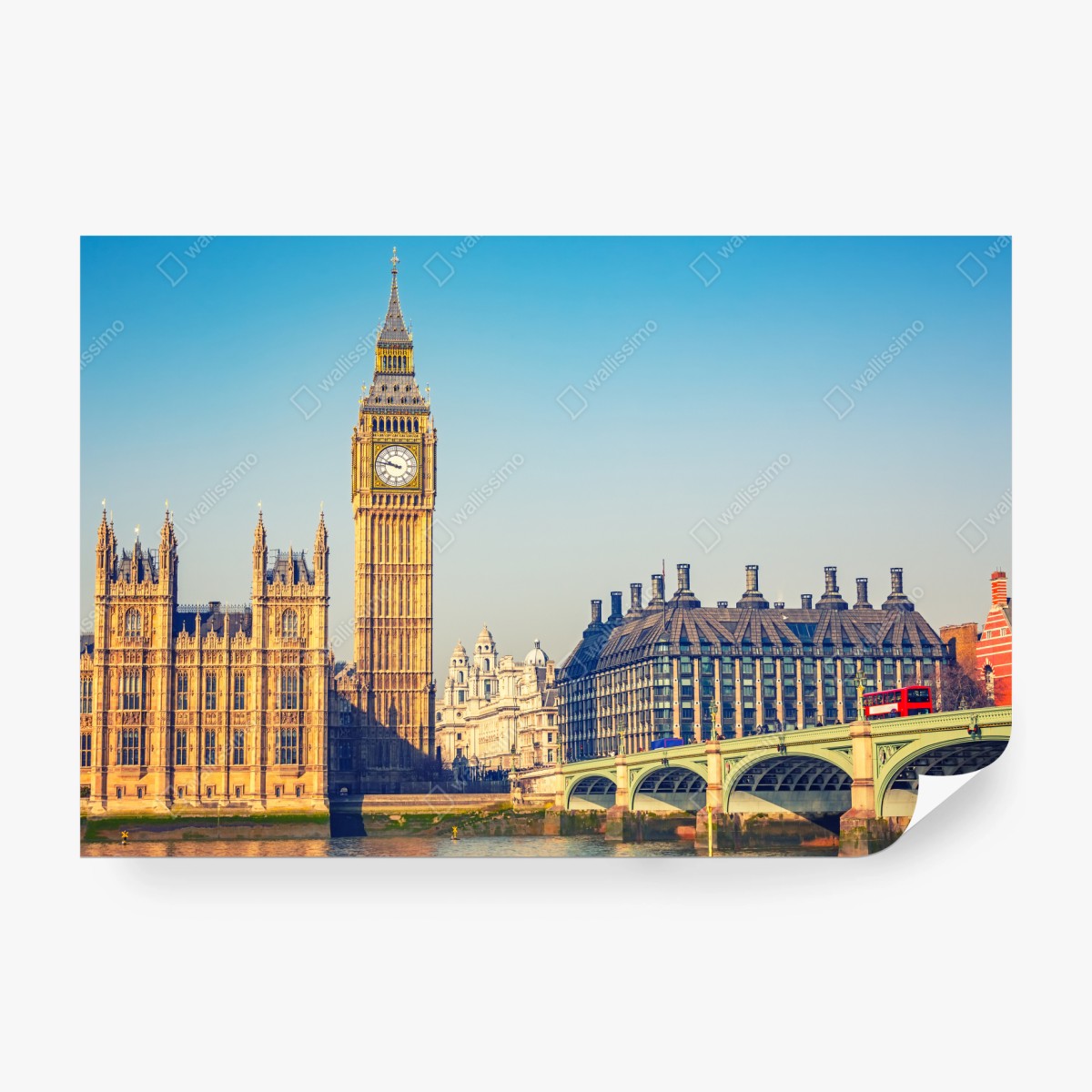 Fototapeta Londyn z Big Benem i mostem Westminster – Wallissimo® Fototapeta Londyn z Big Benem i mostem Westminster – Wallissimo®