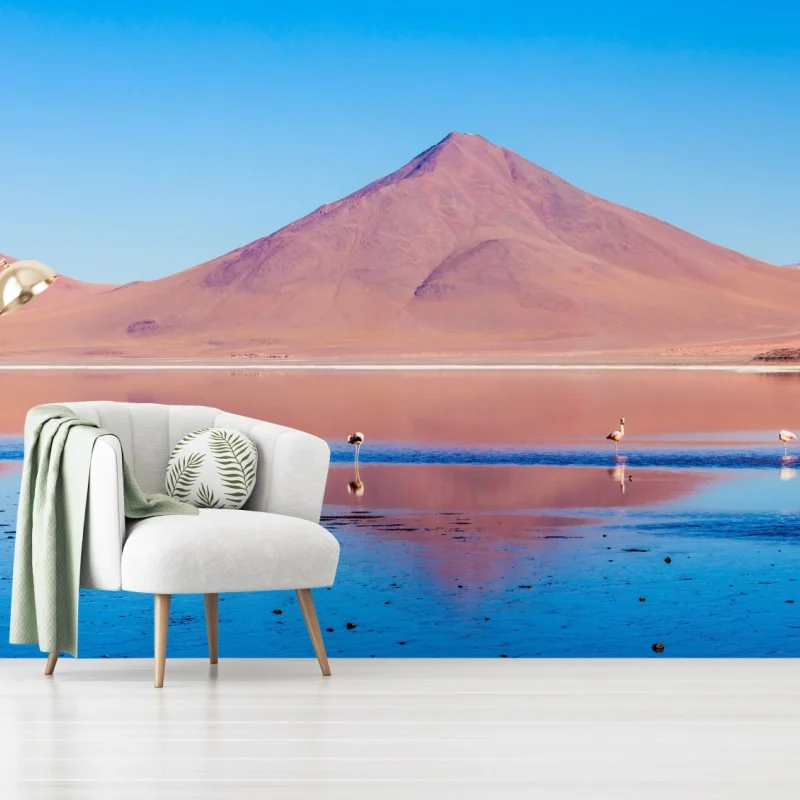 Fototapeta flamingi nad Laguna Colorada, Boliwia – Wallissimo® Fototapeta flamingi nad Laguna Colorada, Boliwia – Wallissimo®