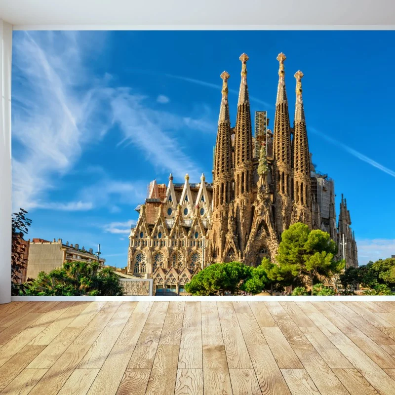 Fototapeta Sagrada Familia w Barcelonie – Wallissimo® Fototapeta Sagrada Familia w Barcelonie – Wallissimo®