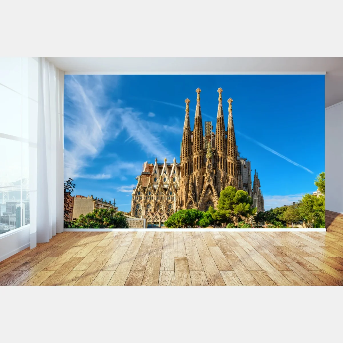 Fototapeta Sagrada Familia w Barcelonie – Wallissimo® Fototapeta Sagrada Familia w Barcelonie – Wallissimo®