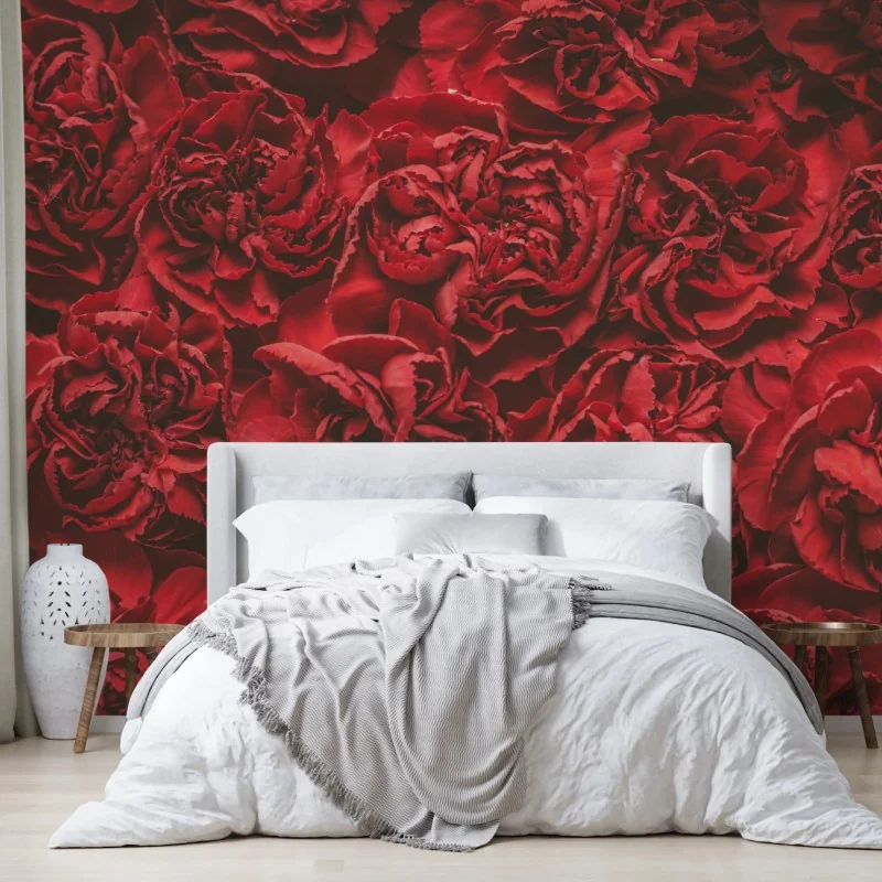 Fototapeta retro czerwone goździki wzór kwiatowy – Wallissimo® Fototapeta retro czerwone goździki wzór kwiatowy – Wallissimo®