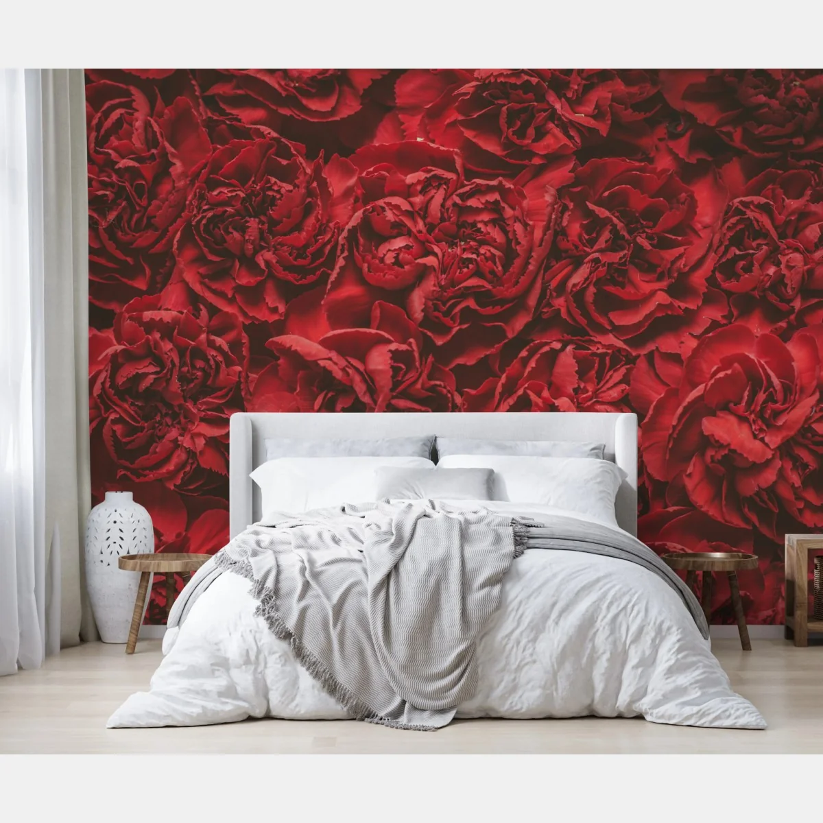 Fototapeta retro czerwone goździki wzór kwiatowy – Wallissimo® Fototapeta retro czerwone goździki wzór kwiatowy – Wallissimo®