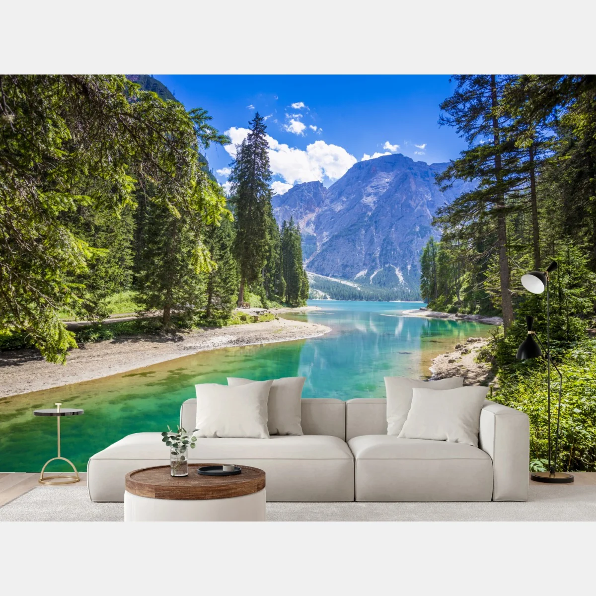 Fototapeta Pragser Wildsee turkusowe górskie jezioro – Wallissimo® Fototapeta Pragser Wildsee turkusowe górskie jezioro – Wallissimo®