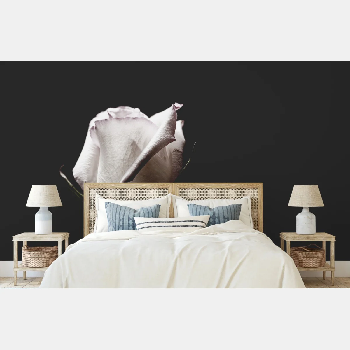 Fototapeta biały róż na czarnym tle – Wallissimo® Fototapeta biały róż na czarnym tle – Wallissimo®