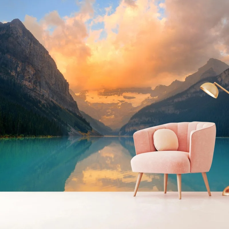 Fototapeta wschód słońca nad Lake Louise, Banff – Wallissimo® Fototapeta wschód słońca nad Lake Louise, Banff – Wallissimo®