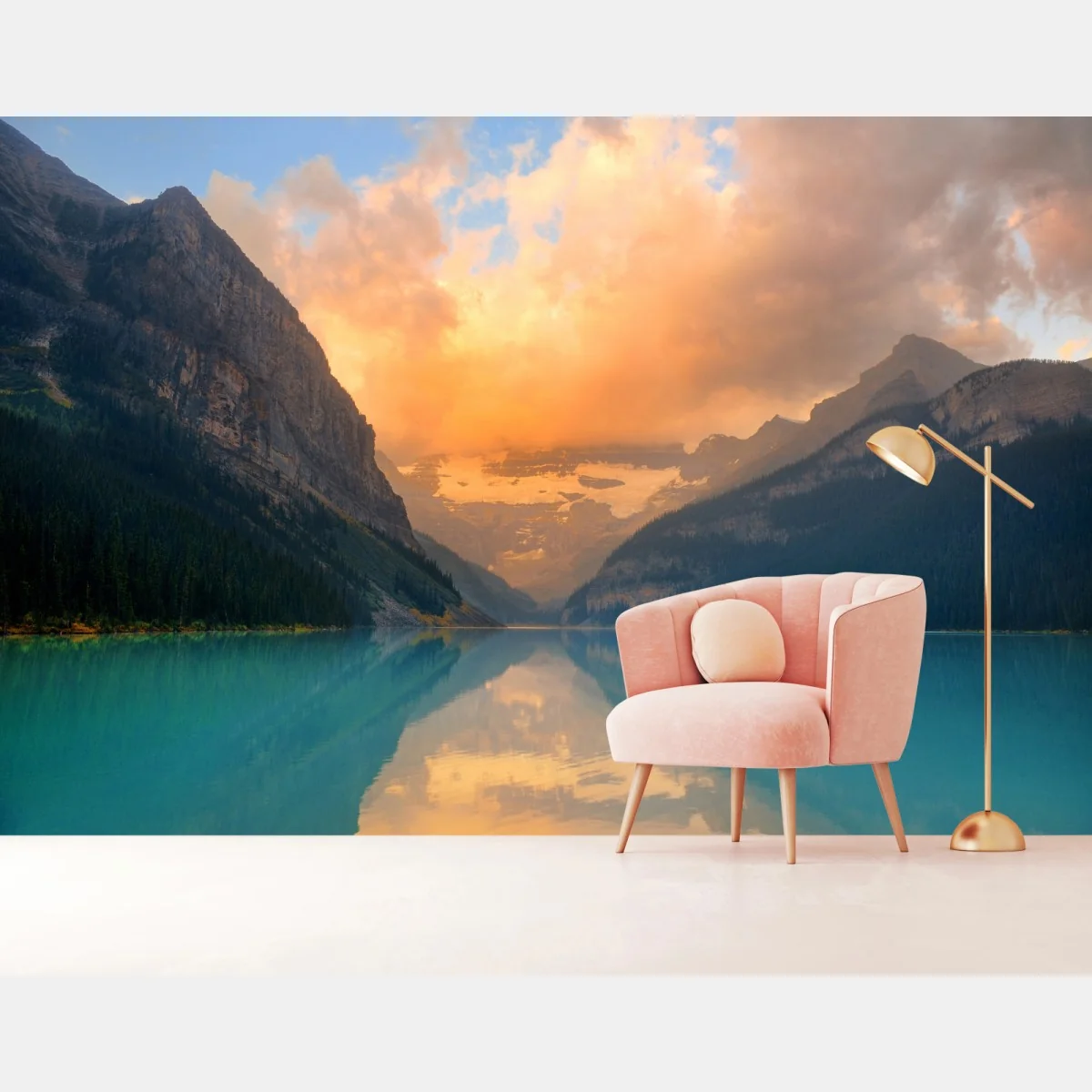 Fototapeta wschód słońca nad Lake Louise, Banff – Wallissimo® Fototapeta wschód słońca nad Lake Louise, Banff – Wallissimo®
