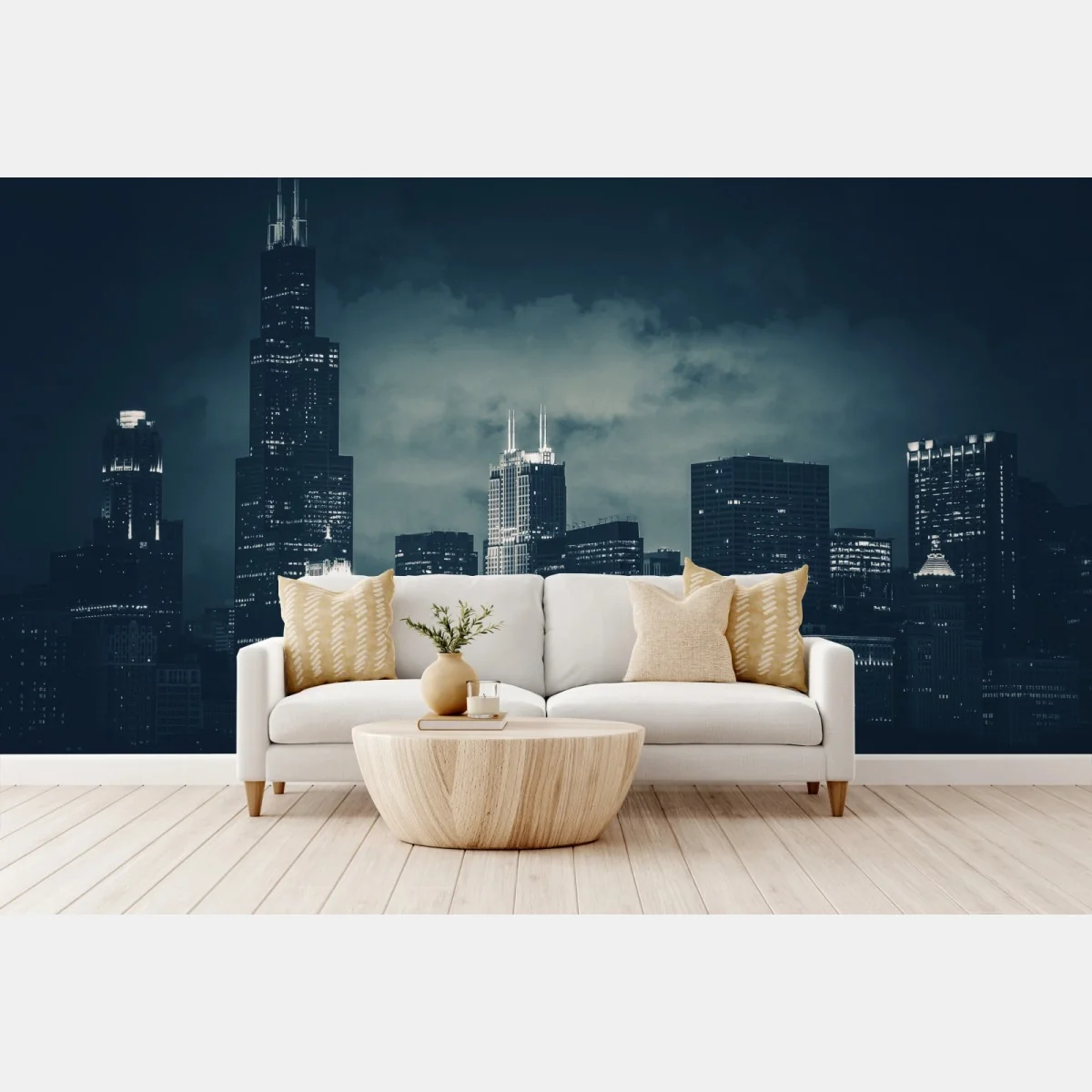 Fototapeta Chicago panorama miasta w głębokich niebieskich tonach – Wallissimo® Fototapeta Chicago panorama miasta w głębokich niebieskich tonach – Wallissimo®