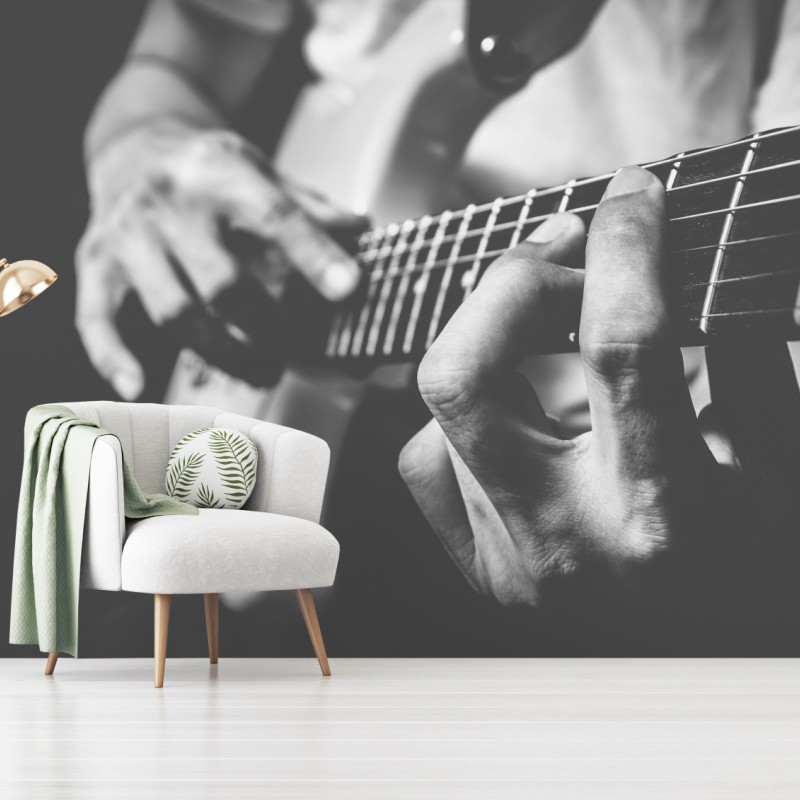 Fototapeta monochromatyczne zbliżenie gitary – Wallissimo® Fototapeta monochromatyczne zbliżenie gitary – Wallissimo®