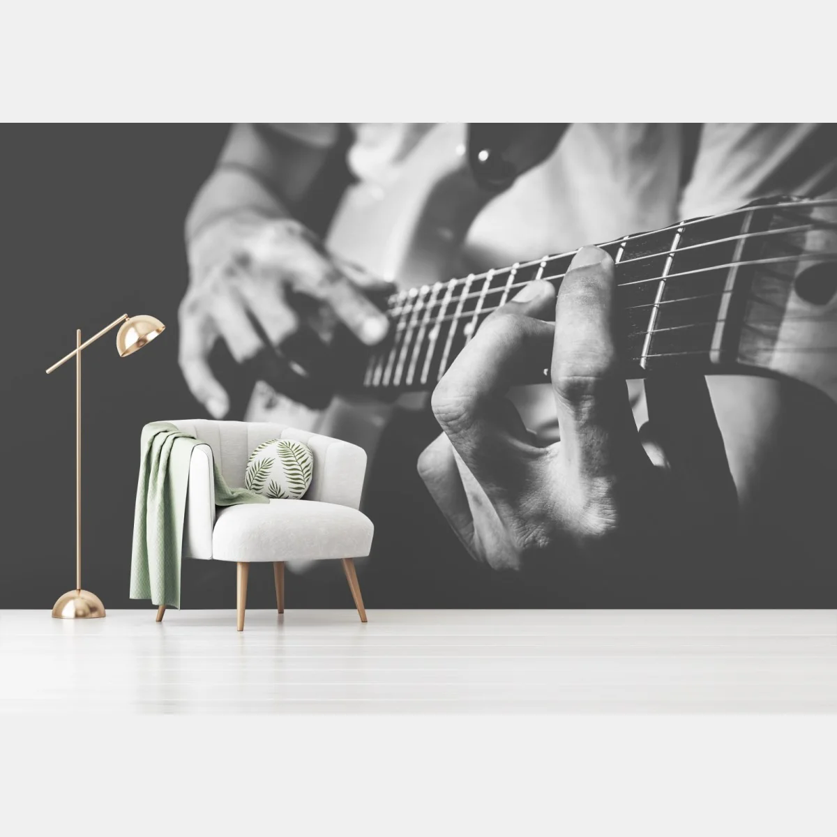 Fototapeta monochromatyczne zbliżenie gitary – Wallissimo® Fototapeta monochromatyczne zbliżenie gitary – Wallissimo®