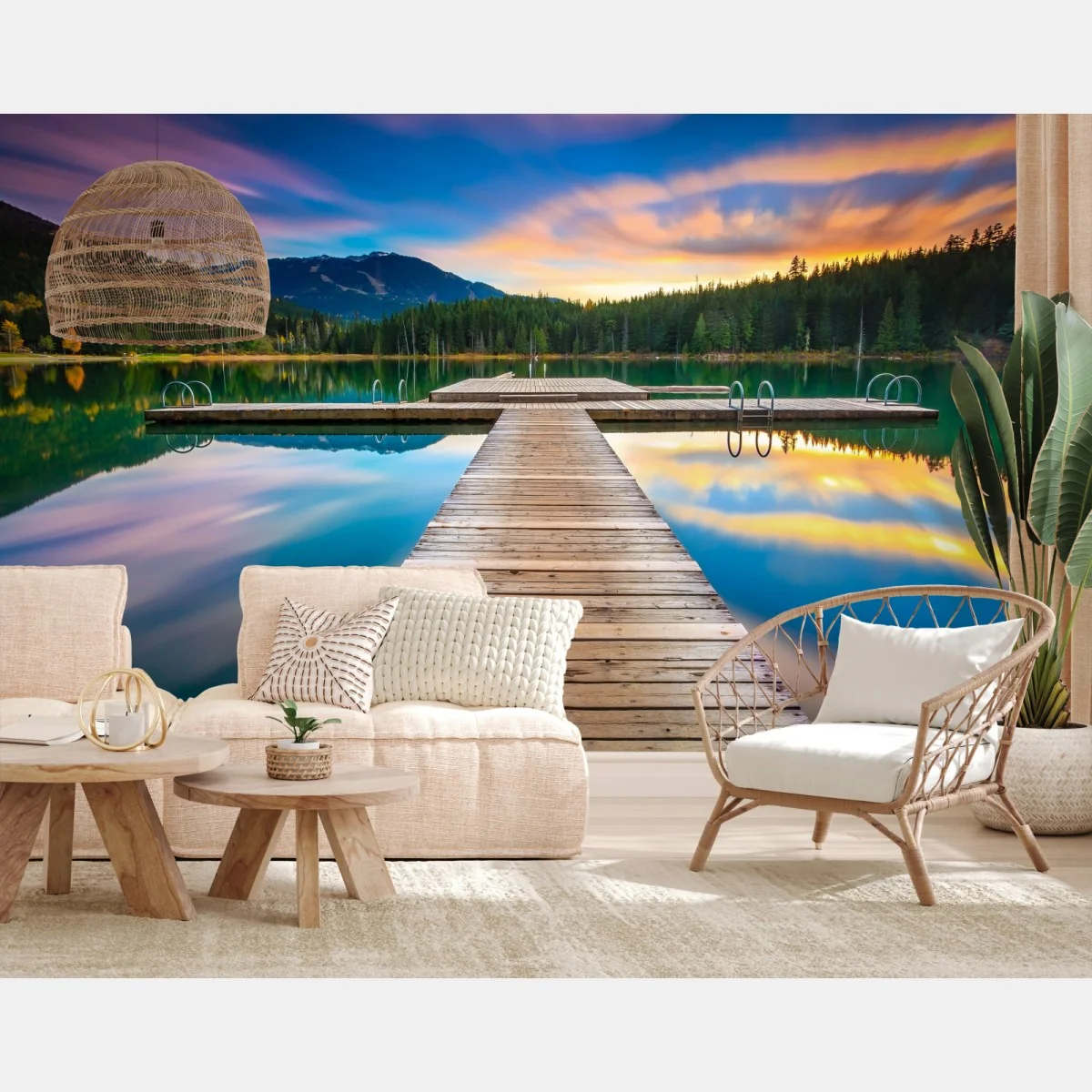 Fototapeta spokojne górskie jezioro o zachodzie słońca – Wallissimo® Fototapeta spokojne górskie jezioro o zachodzie słońca – Wallissimo®