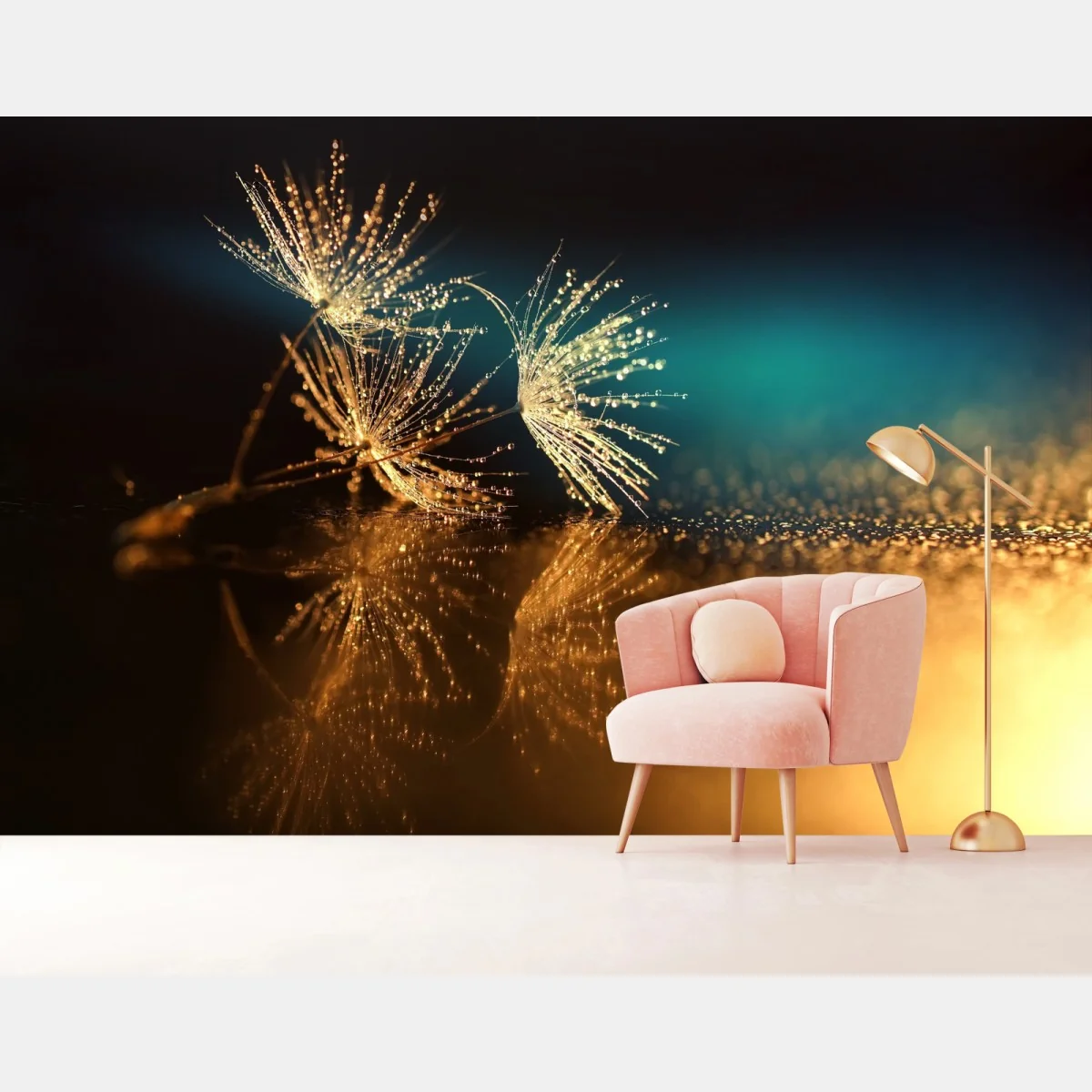 Fototapeta złote odbicie dmuchawca – Wallissimo® Fototapeta złote odbicie dmuchawca – Wallissimo®