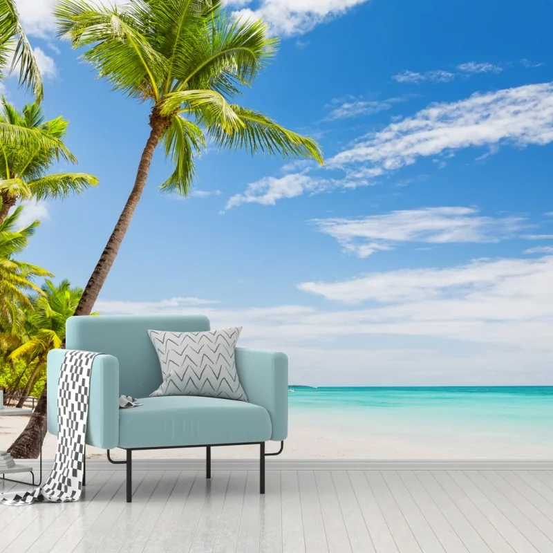 Fototapeta plaża z palmami w Punta Cana – Wallissimo® Fototapeta plaża z palmami w Punta Cana – Wallissimo®