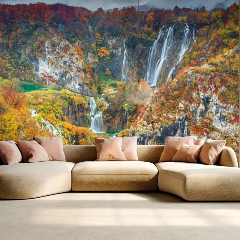 Fototapeta jesienne wodospady w malowniczym lesie – Wallissimo® Fototapeta jesienne wodospady w malowniczym lesie – Wallissimo®