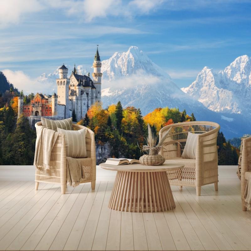 Fototapeta zamek jak z bajki w Alpach – Wallissimo® Fototapeta zamek jak z bajki w Alpach – Wallissimo®
