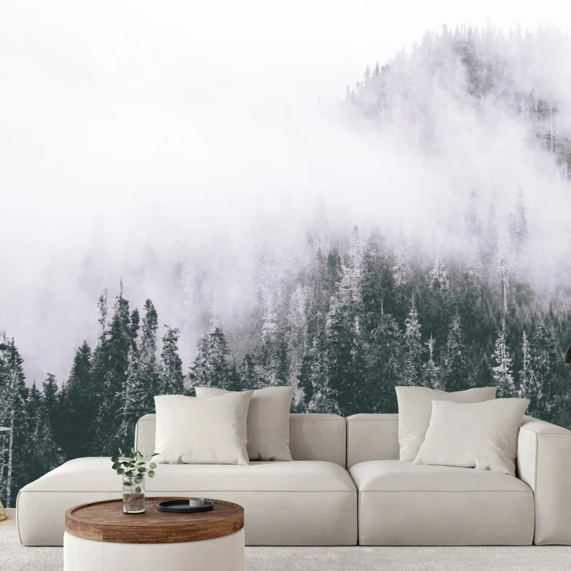 Fototapeta mglisty las iglasty – Wallissimo® Fototapeta mglisty las iglasty – Wallissimo®