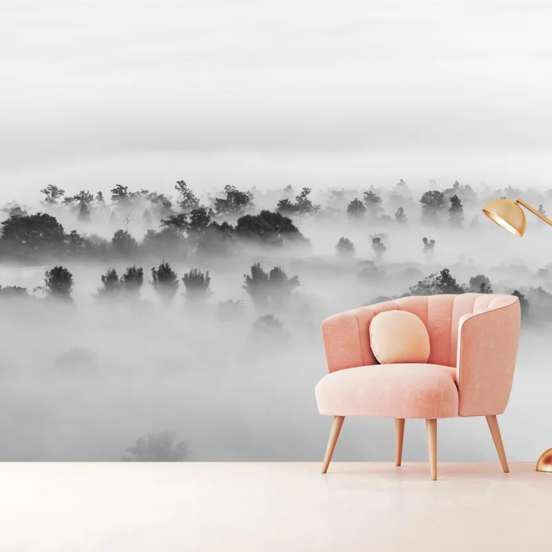 Fototapeta mglisty las czarno-biały – Wallissimo® Fototapeta mglisty las czarno-biały – Wallissimo®