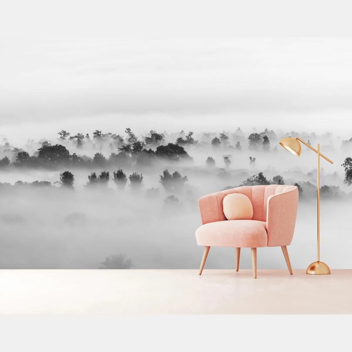 Fototapeta mglisty las czarno-biały – Wallissimo® Fototapeta mglisty las czarno-biały – Wallissimo®