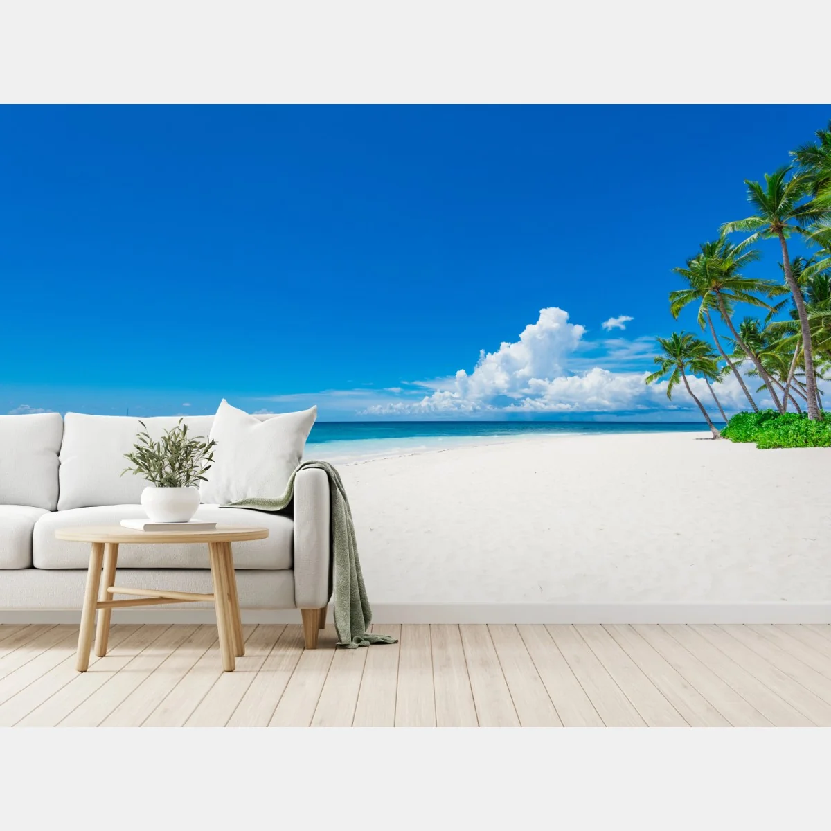 Fototapeta tropikalna plaża z palmami – Wallissimo® Fototapeta tropikalna plaża z palmami – Wallissimo®