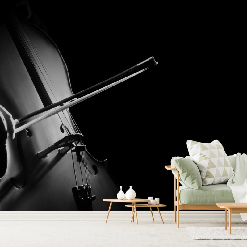 Fototapeta elegancka wiolonczela czarno-biała – Wallissimo® Fototapeta elegancka wiolonczela czarno-biała – Wallissimo®